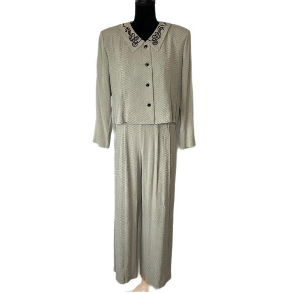 Vintage Polka Dot 90's Mom Pant Suit - Women's 12P - Picture 1 of 4